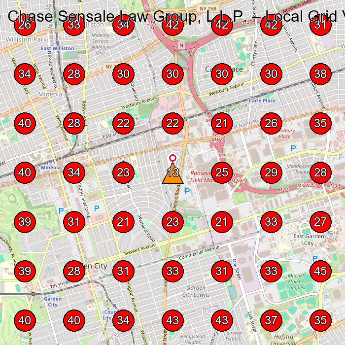 Chase Sensale Law Group, L.L.P. GeoGrid visibility map for Personal Injury Attorney in Garden City